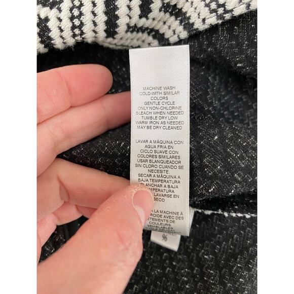 Chico's Women's 0 Black White Chevron Striped 3/4 Sleeve Duster Jacket - Picture 9 of 9